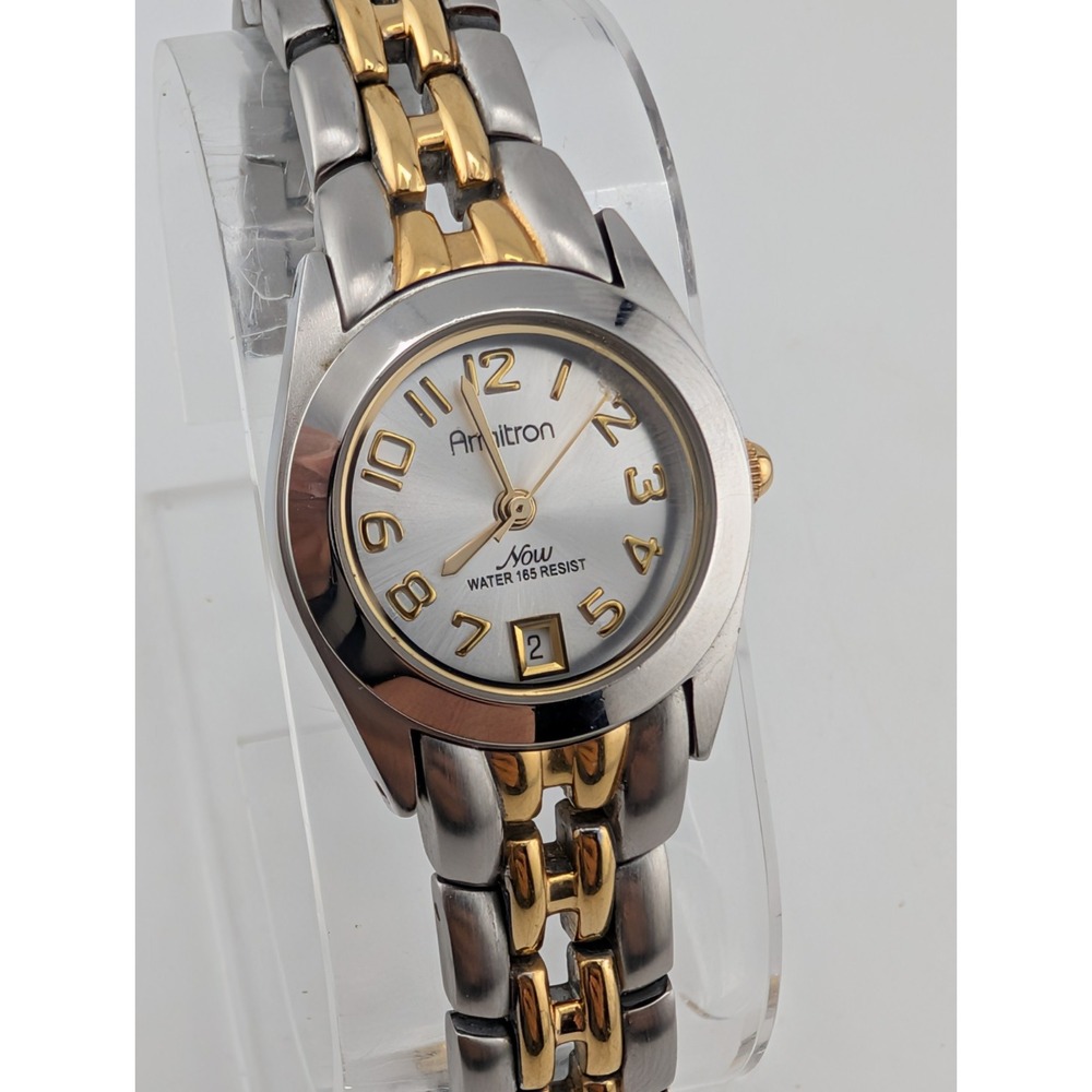 Armitron Now Women's Watch 24mm Case 6.5" Two Tone Band 75/2435- New Battery